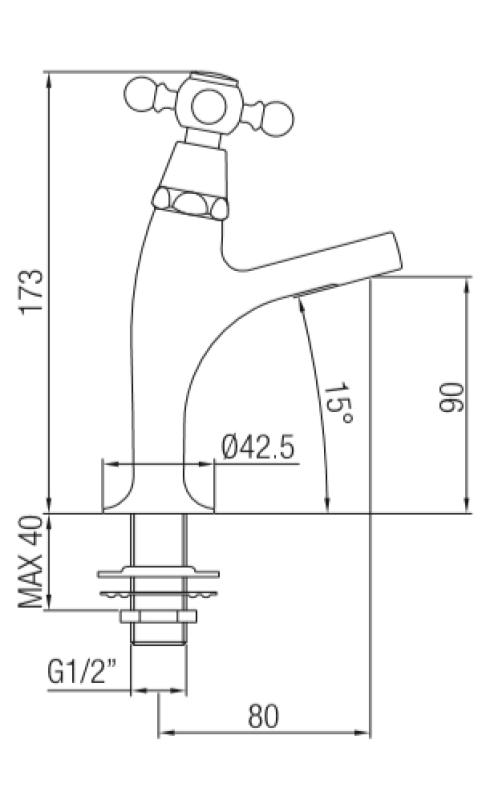 Rubinetto da lavabo classico PB con manopola a vite acqua fredda modello piccolo in acciaio inossidabile 1208855702.