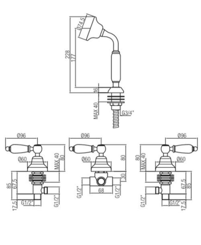 Set di bordo classico a 4 fori PB con manopola bianca per combinazione di riempimento vasca in cromo 1208855802.