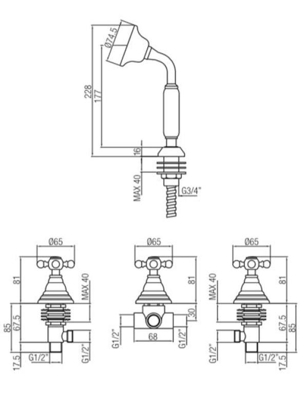 Set bordo vasca classico PB a 4 fori con manopole resistenti per combinazione di riempimento vasca Cromo 1208855832