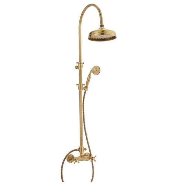 PB Classic Set doccia a parete con manopole a stella soffione a pioggia e colonna doccia telescopica bronzo 1208855902