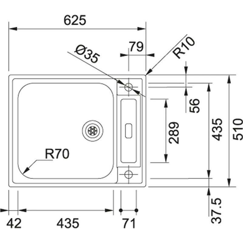 Franke Argos AGX 210 lavello in acciaio inossidabile ad incasso a filo 625x510 reversibile 127.0380.400