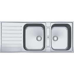 Franke Argos AGX 221 doppio lavello inox con sgocciolatoio installazione a filo 116x51cm 127.0635.632