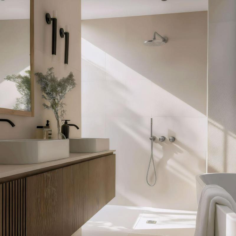 Waterevolution Flow Set doccia ad incasso con termostato soffione a pioggia e doccetta in acciaio inossidabile massiccio 1208889792