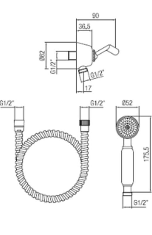 Set doccia manuale classica PB con gancio di sospensione cromato 1208899052.