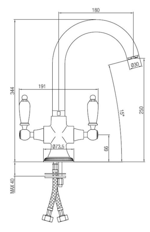 PB Rubinetto da cucina classico con maniglie bianche cromate 1208910882