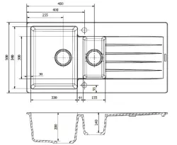 Reginox Harlem 15 Regi-granito 1,5 lavello bianco montaggio sopra il piano R31285