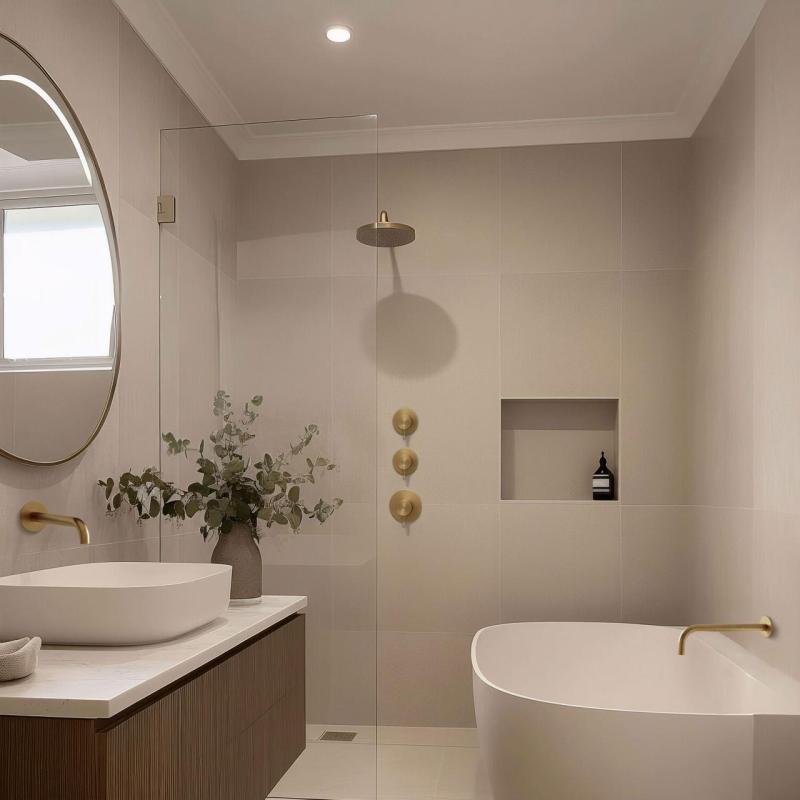 Waterevolution Flow termostato doccia da incasso con 2 rubinetti di chiusura in ottone spazzolato 1208916452