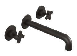 Waterevolution Cruz Miscelatore per lavabo ad incasso a 3 fori nero opaco con beccuccio da 19cm 1208916572