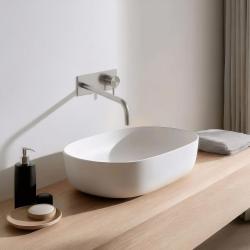 Rubinetto da incasso per lavabo Waterevolution Flow con copri rubinetto interamente in acciaio inox con bocca di erogazione da 25 cm T1161BIE-25