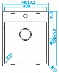 Caressi Basic Line Lavello in acciaio inossidabile 40x40 a filo con foro per rubinetto CABLPP40KR10 1208920510