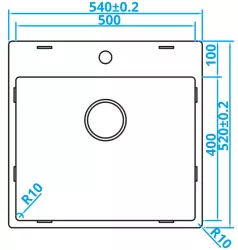 Caressi Basic Line Lavello in acciaio inossidabile 50x40 a filo con foro per rubinetto CABLPP50KR10 1208920522