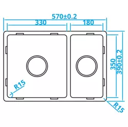 Caressi Basic Line Lavello in acciaio inossidabile 39x57 montaggio a filo sottopiano sopra il piano CABL3318R15 1208920571