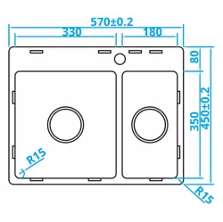 Caressi Basic Line Lavello in acciaio inossidabile 45x57 a filo e sopra piano CABL3318KR15 1208920572