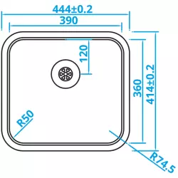 Caressi Basic Line Lavello in acciaio inossidabile 44.4x41.4 a filo sopra e sottopiano CABLPP39R50 1208920574