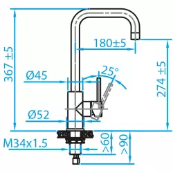 Caressi Basic Line Miscelatore per cucina in acciaio inossidabile CABL001I 1208920576