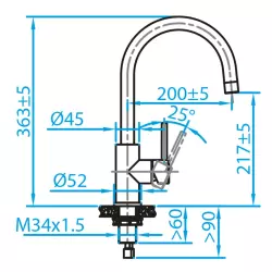 Caressi Basic Line Miscelatore per cucina in acciaio inossidabile CABL002I 1208920577