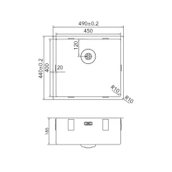 Caressi R10 Lavello in acciaio inossidabile 45x40cm sotto il piano a filo e sopra il piano  CAPP45R10