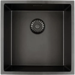 Caressi Black Line Lavello in quarzo nero 40 cm a filo CAGRPP40BK-FL con tappo a cestello nero 1208921303