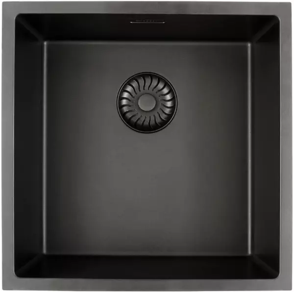 Caressi Black Line Lavello in quarzo nero 40 cm a filo CAGRPP40BK-FL con tappo a cestello nero 1208921303