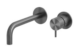 Waterevolution Flow Rubinetto da lavabo da incasso PVD Gun Metal con bocca da 15 cm T116BGME-15