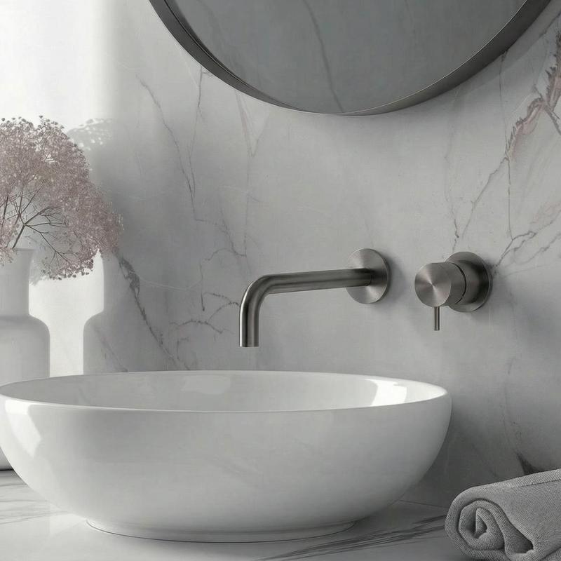 Waterevolution Flow Rubinetto lavabo da incasso PVD Gun Metal con bocca 21 cm T116BGME-21