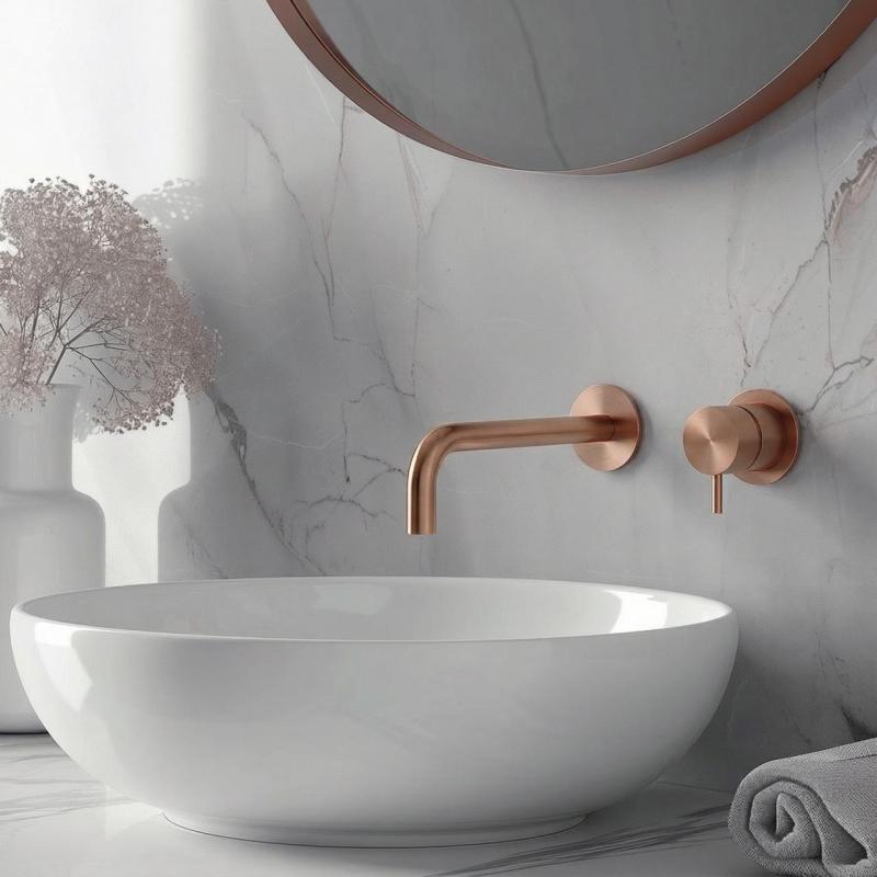 Waterevolution Flow Rubinetto da lavabo da incasso in rame spazzolato PVD con bocca da 21 cm T116BCPE-21