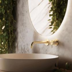 Waterevolution Flow Rubinetto lavabo da incasso PVD oro bianco con bocca 15 cm T116BWGE-15