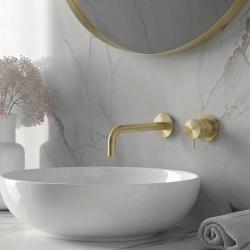 Waterevolution Flow Rubinetto lavabo da incasso PVD Oro bianco con bocca 21 cm T116BWGE-21