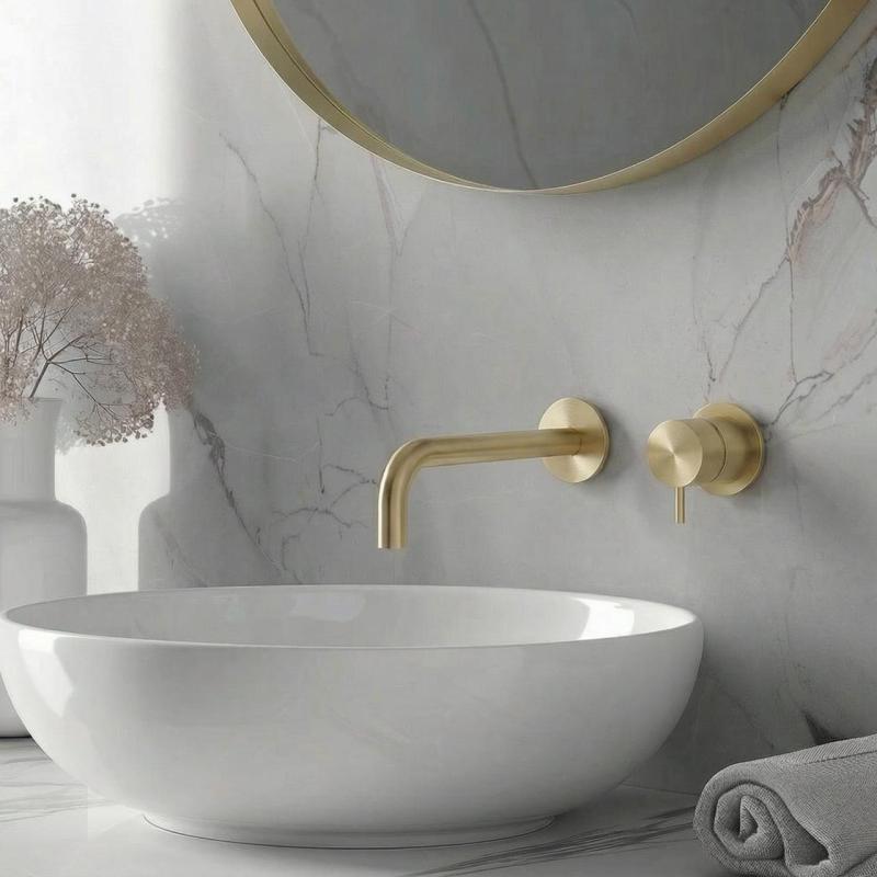 Waterevolution Flow Rubinetto lavabo da incasso PVD Oro bianco con bocca 21 cm T116BWGE-21