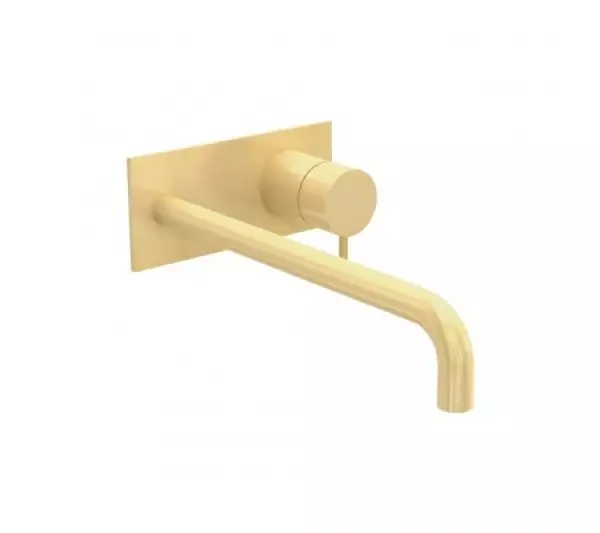 Waterevolution Flow Miscelatore per lavabo ad incasso con piastra di copertura PVD Oro Chiaro con beccuccio da 21cm T1161WGE-21