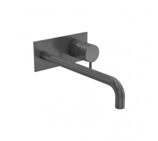 Waterevolution Flow Miscelatore per lavabo ad incasso con piastra di copertura PVD Gun Metal con beccuccio da 15cm T1161GME-15