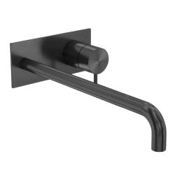 Waterevolution Flow Miscelatore per lavabo ad incasso con piastra di copertura PVD Gun Metal con beccuccio da 25cm T1161GME-25