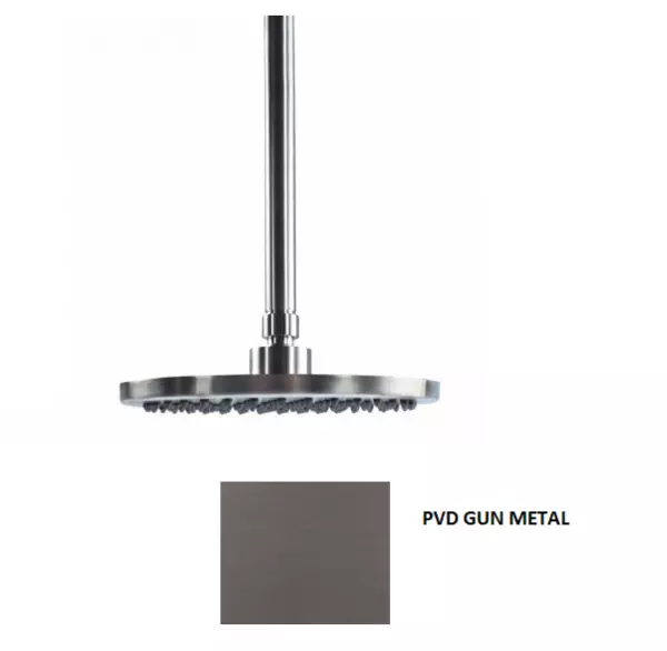 Doccia a soffitto Waterevolution Flow 200mm con connessione a soffitto Gun Metal T1642GME.