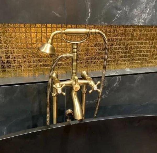 PB Rubinetto da bagno indipendente nostalgico con manopole robuste in bronzo 6000