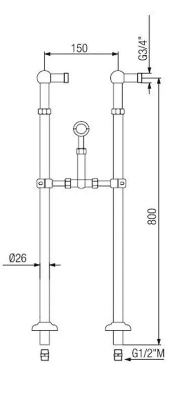 PB Rubinetto da bagno indipendente nostalgico con manopole robuste in bronzo 6000