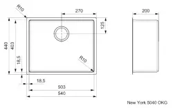 Reginox New York Lavello medio in acciaio inossidabile 50x40 con tappo OKG R28131