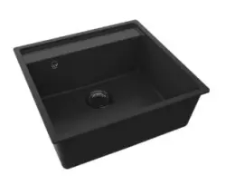 GraniteMy Bremen lavello in granito 53x50 cm nero sopra il piano sottopiano ed a filo con foro per rubinetto 1208952256