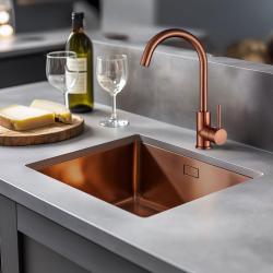 Lorreine 40SP Lavello di lusso in acciaio inossidabile colore rame PVD Rame 40x40 montaggio a filo sopra e sotto il piano 1208952365