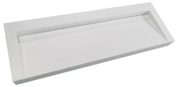 Lavabo Solid-S Quatra in solid surface, finitura opaca bianca, senza foro per rubinetto, con copertura solida, dimensioni B140xD45xH8, codice 1208952413.