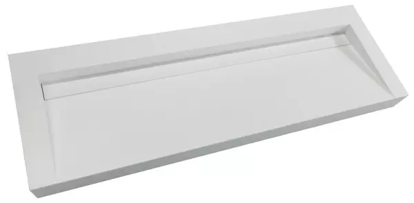 Lavabo Solid-S Quatra in solid surface, finitura opaca bianca, senza foro per rubinetto, con copertura solida, dimensioni B140xD45xH8, codice 1208952413.