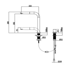 Rubinetto da cucina Cisal a 2 fori con bocca estraibile, sostituto del modello bianco in cromo LC00009021.