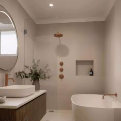 Waterevolution Flow Miscelatore termostatico pe doccia ad incasso con 2 rubinetti di arresto PVD rame spazzolato