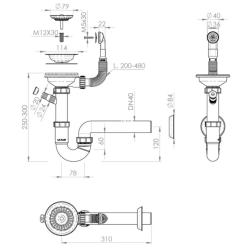Set di scarico in acciaio inossidabile GraniteMy con troppopieno rotondo incluso. sifone per lavandino singolo 1208952965