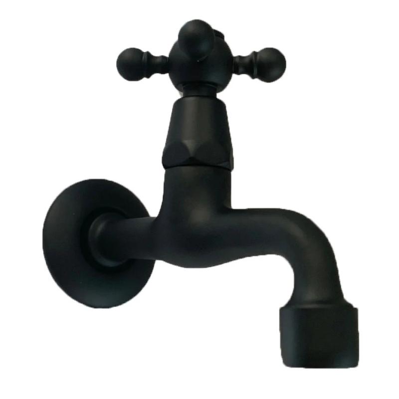 Rubinetto da parete classico PB con manopola resistente acqua fredda nero opaco 1208952981