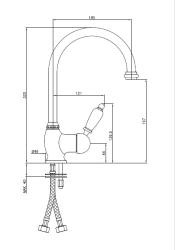 PB Rubinetto da cucina monocomando classico con beccuccio girevole 200 mm in acciaio inossidabile 1208953115