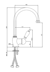 PB Rubinetto da cucina classico monocomando e beccuccio girevole 200 mm color oro 1208953116