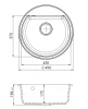 GraniteMy Bremen ronde granieten spoelbak 43 cm zwart opbouw en onderbouw met kraangatbank met rvs plug 1208953206