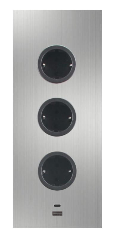 Indux Corner Colonna energetica con 3 prese di corrente con messa a terra e doppio caricatore USB-A&amp;C in acciaio inossidabile 1208953216