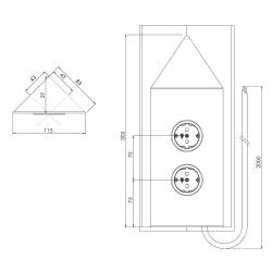 Indux Corner Colonna energetica con 2 prese di corrente con messa a terra Angolare Nero 1208953221