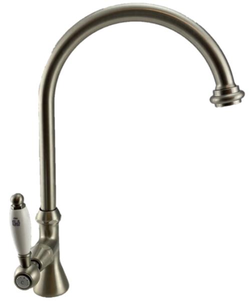 Rubinetto classico per lavabo PB con leva bianca acqua fredda con uscita alta a forma di cerchio in acciaio inossidabile 1208953279.